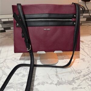 Nine West Burgundy and Black Crossbody Bag